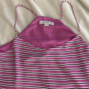 Hot Pink tank top w/black/white stripes from LOFT